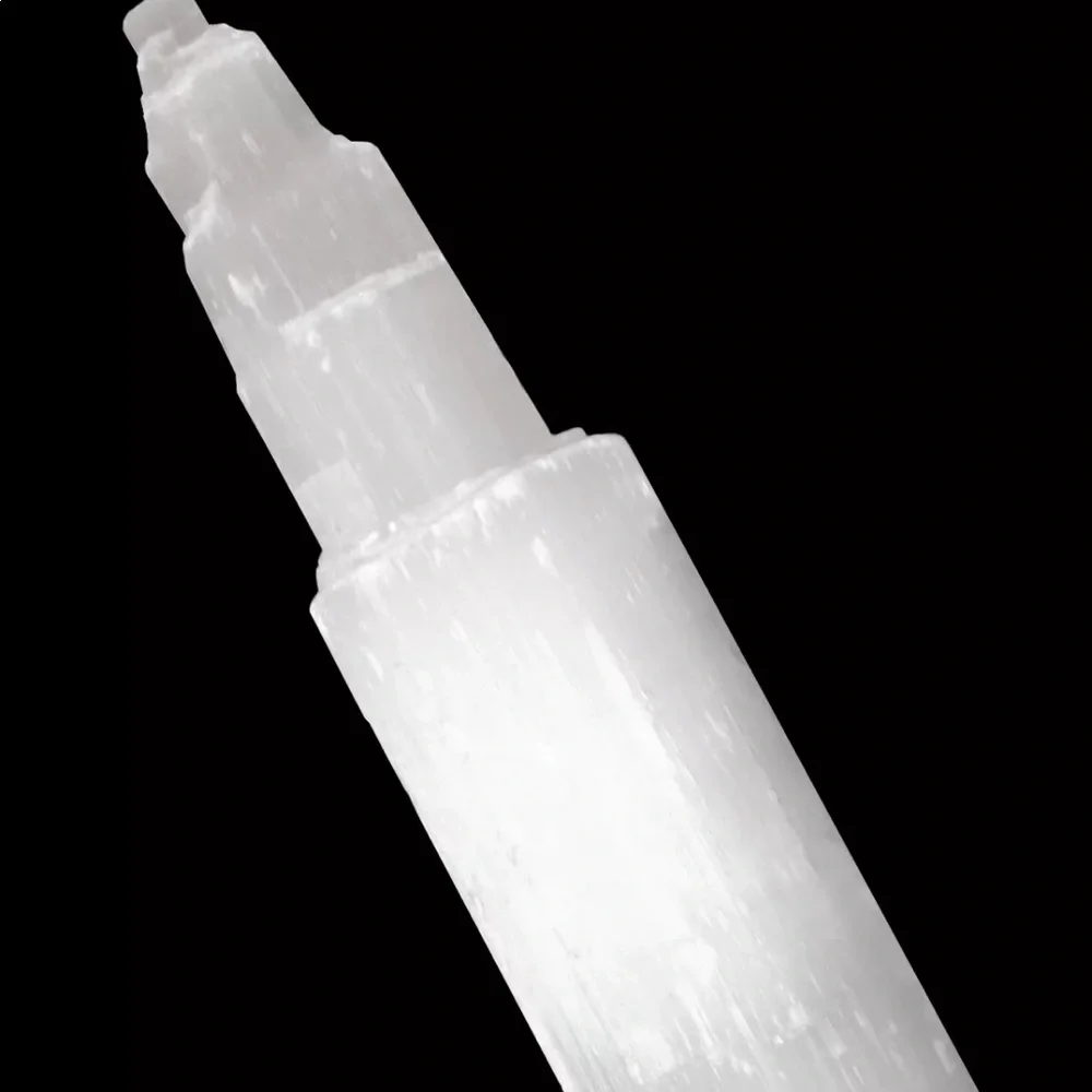 Genuine Selenite tower w/ light stand - 7 inch - Picture 8 of 9